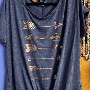 SJS Navy Blue Tee with Gold Arrow Design